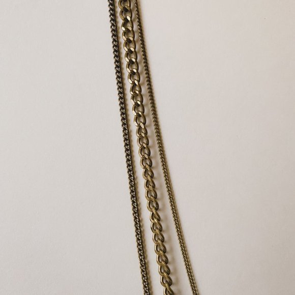 Park Lane 37" Long Multi Strand Antique Brass Tone Chain Layered Simple Necklace - Picture 4 of 7